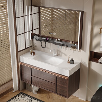 ENF板材中古风浴室柜热弯一体盆