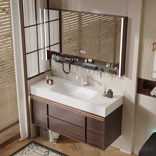 ENF板材中古风浴室柜热弯一体盆