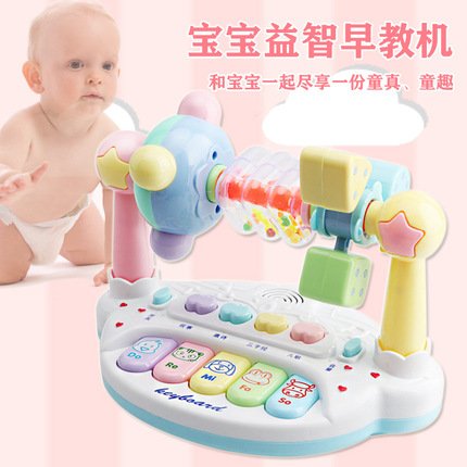 益智婴儿玩具 儿童音乐电子琴可转摇铃多功能宝宝早教故事机