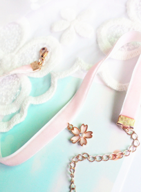 七彩纯手工樱花项链颈链甜美短项链