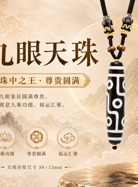 西拓CEETOL吉祥平安招财藏式大尺寸九眼天珠玛瑙项链手工编织绳