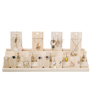 实木卡片耳环展示架高低耳钉展示板宽厚戒指展示架收纳陈列道具