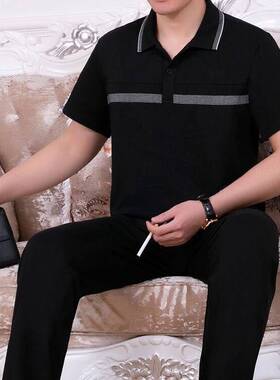 中老年人运动套装男纯棉运动服