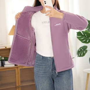 女士秋冬季 加厚卫衣摇粒绒加绒外套休闲绒衣保暖外穿立领内胆新款