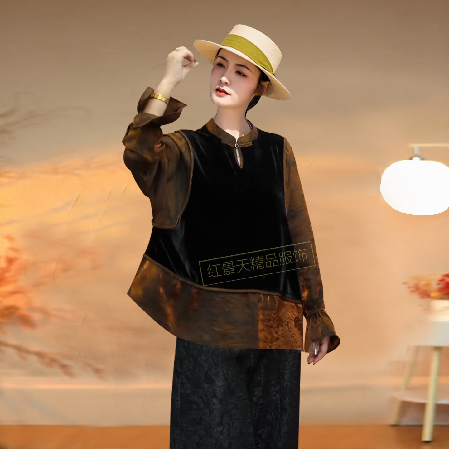 胖妈妈百搭拼色立领蝙蝠袖长袖T恤上衣韩版大码女装春秋洋气小衫