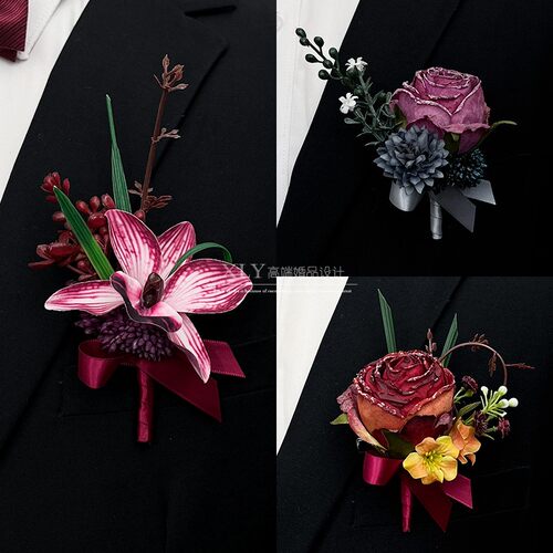 高档新人婚礼胸花森系精致