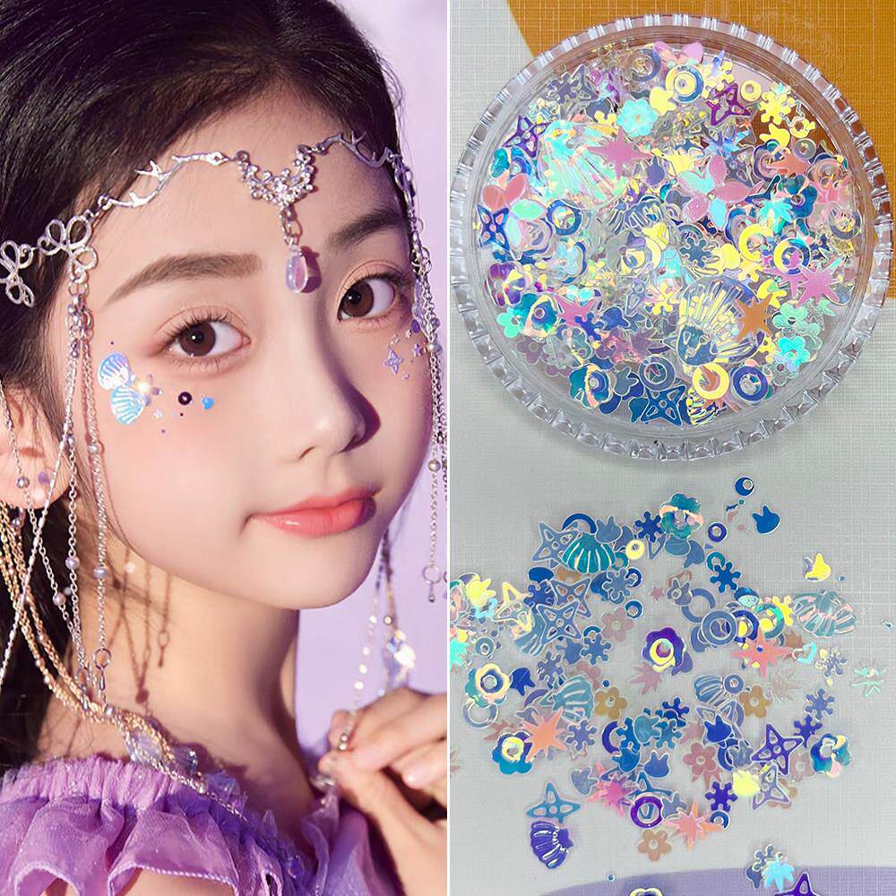 贝壳贴脸脸部贴饰品化妆亮片人鱼姬舞台妆美人鱼妆容鱼尾贴闪片钻