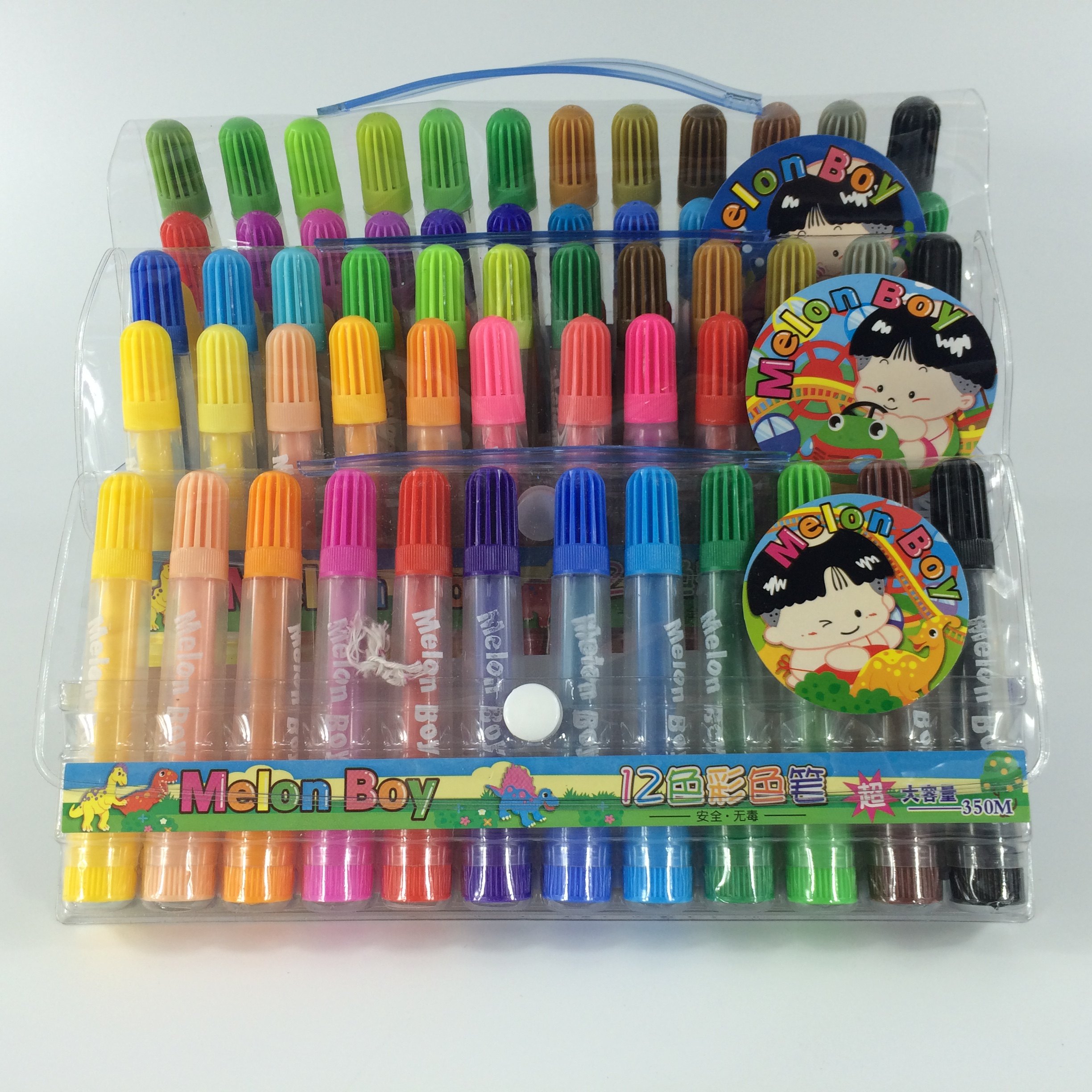 正品 西瓜太郎12 24 36色水彩笔 大容量绘画彩笔 安全无毒水彩笔