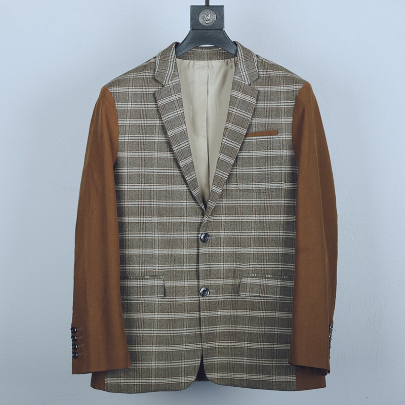 经典格纹！时尚休闲磨毛绒感休闲西服