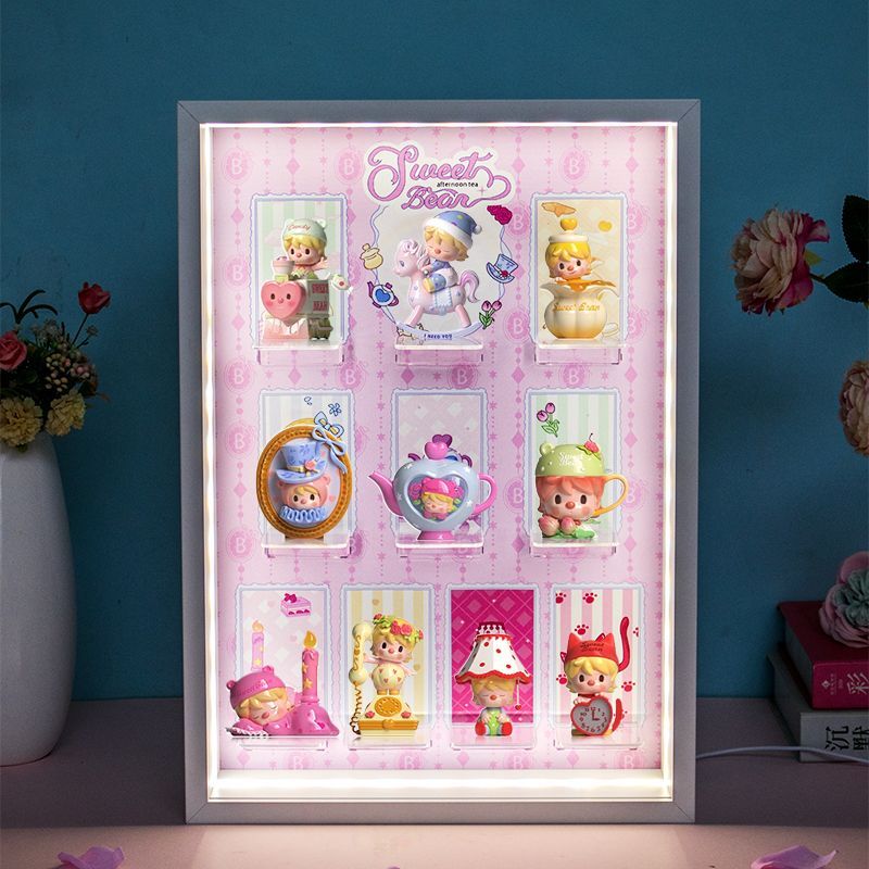 POPMART泡泡玛特 小甜豆爱心下午茶系列盲盒场景收纳展示盒手办