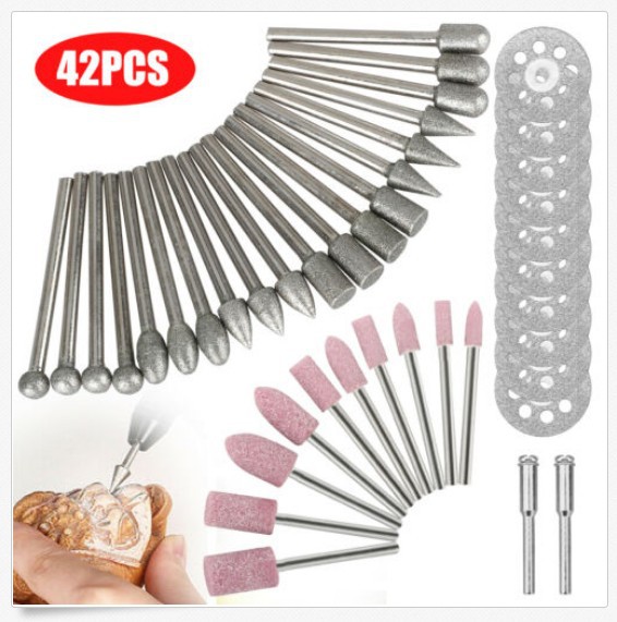 跨境爆款42PC电磨套装 玉石锯片 砂轮磨头 金属陶瓷打磨套装