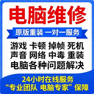 远程电脑维修系统重装故障咨询修复解决蓝屏卡顿驱动安装网络问题
