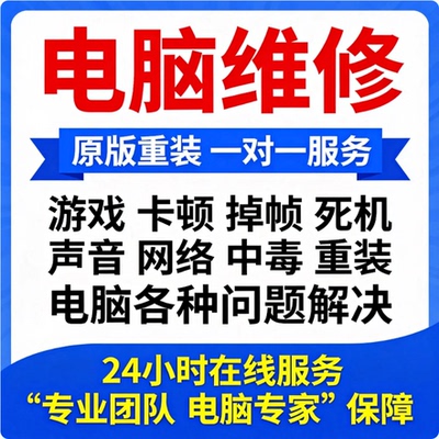 远程电脑维修系统重装故障咨询修复解决蓝屏卡顿驱动安装网络问题