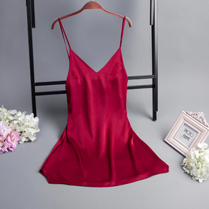 性感睡衣吊带睡裙蕾丝大码女夏V领露背韩版短裙仿真丝睡衣女夏薄