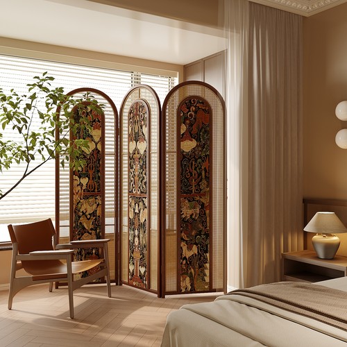 施麦尔屏风实木藤编隔断