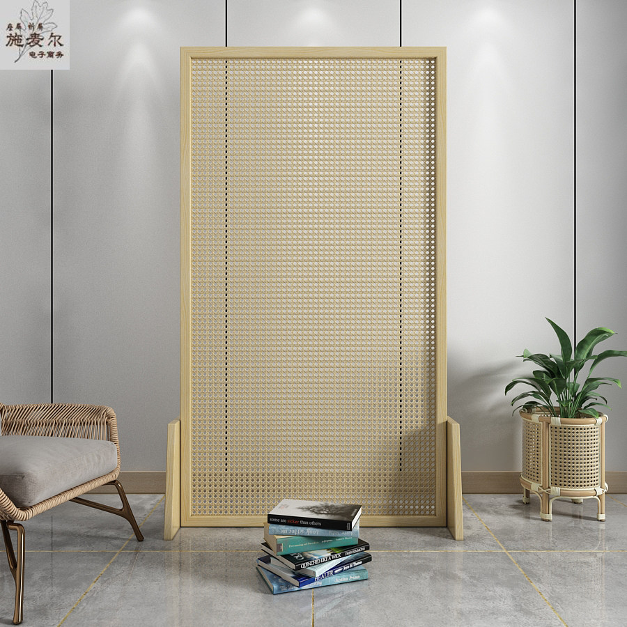 新中式屏风隔断藤编家用遮挡入户