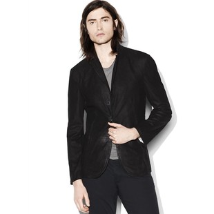 外贸奢品意大利山羊绒面皮西装 手缝挂钩扣真皮皮衣男低调奢华