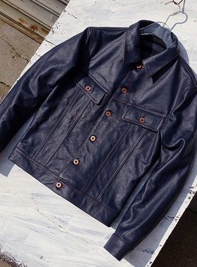 【现做现发！淡季不计成本】Riders101风暴骑士牛仔蓝色头层牛皮