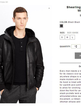 3折预【1495刀】土耳其进口原生态羊皮毛一体连帽短款真皮皮衣男