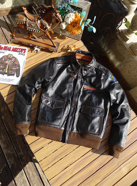 大逃亡A2飞行服水洗做旧美式复古柔化茶芯小幼马皮皮衣男