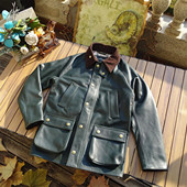 霸波尔ashby英式 美产轻磨牛皮中性男女 城市通勤版 复古猎装 中款