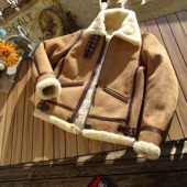 Colomer 澳洲绒面无涂原生态羊皮毛一体日系复古B3真皮皮衣男女