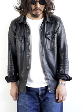 超薄0.5mm【YKK黑珠面扣】巴基斯坦进口绵羊皮衬衫