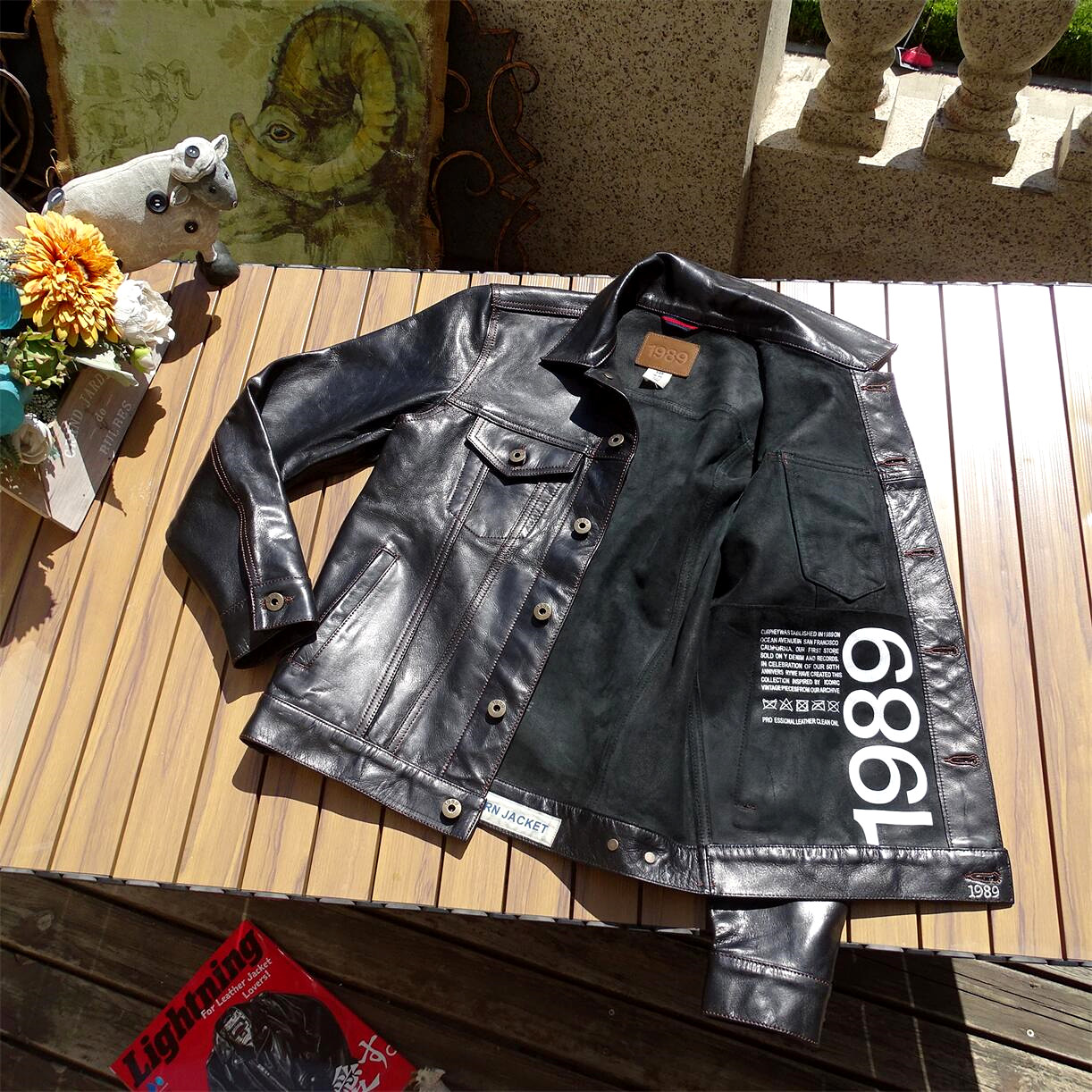 代工外贸出口无里衬全进口植鞣山羊皮西部牛仔轻便真皮皮衣皮夹克