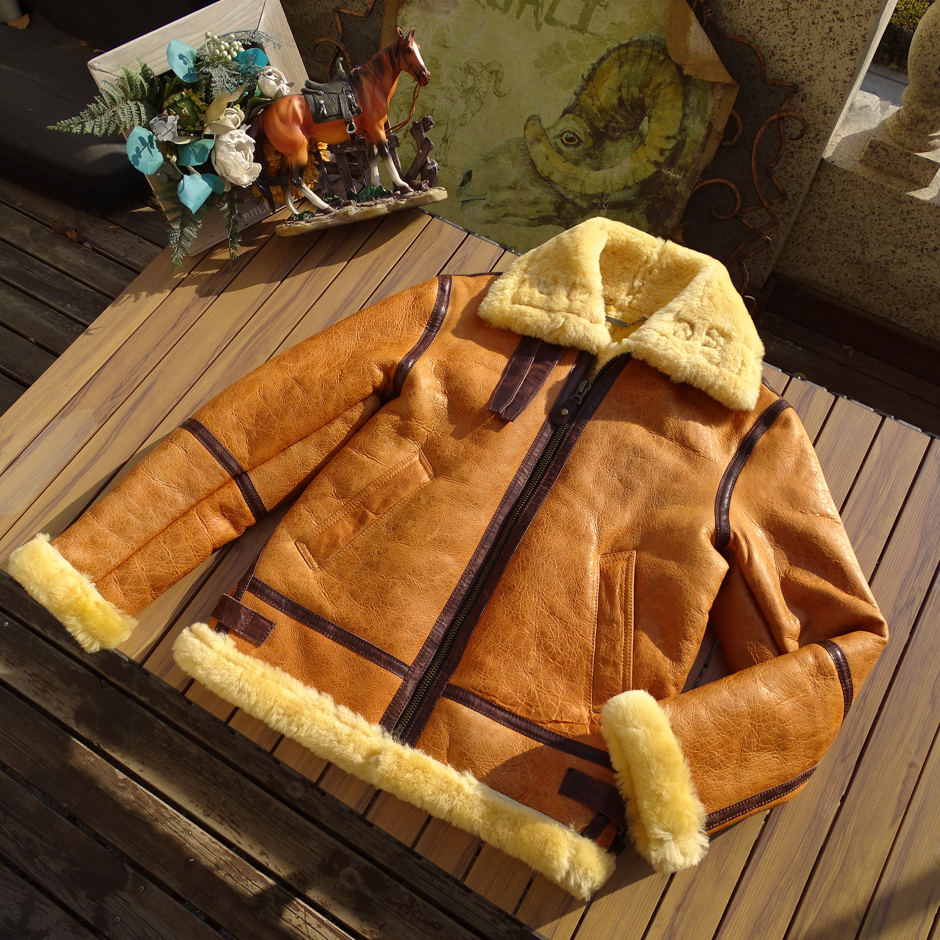 B6原生态羊皮毛一体男女真皮衣