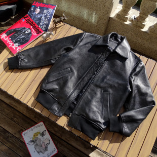 男女通穿 重磅1.8美产全粒面老牛皮肥廓真皮衣 750刀外贸出口