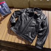 男翻领修身 布拉德皮特 国产头层牛皮 真皮衣