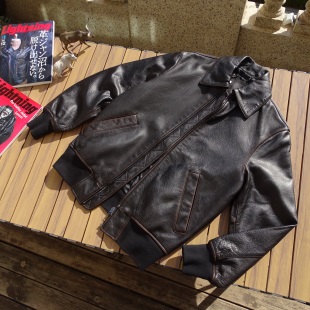 男女通穿 美产摔纹茶芯牛皮擦色做旧肥廓真皮衣 750刀外贸出口