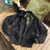 美国科技拒水头层粒面磨砂老牛皮可脱卸羊毛领真皮衣B15空飞梦露