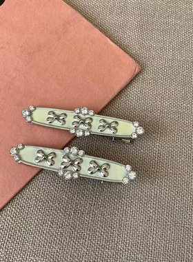 网红欧阳同款冷珐琅锆石金属发卡俏皮蝴蝶结发夹百搭可爱边夹头饰