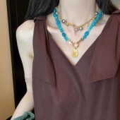 蓝色大海 网红欧阳 超绝景泰蓝天河石项链 20点 小众限定