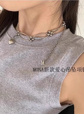 MONA爱心吊坠项链锁骨链颈链