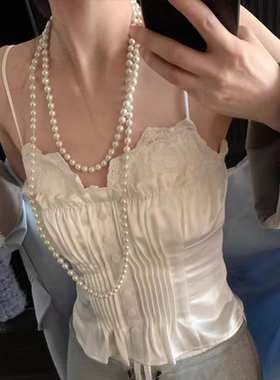 极简风百搭长款珍珠项链