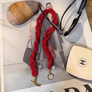 WXLSTUDIO吾小历红色串珠项链多层缠绕ins风锁骨毛衣链配饰女新年