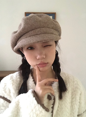 【来杯摩卡】定制秋冬羊毛呢八角帽显脸小百搭画家帽ins博主推荐
