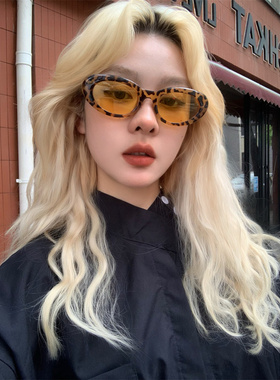 潮酷辣妹豹纹眼镜女显脸小墨镜飒