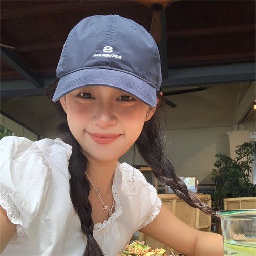 日常百搭藏青色显脸小遮阳鸭舌帽