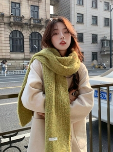 【绿色好显白呀】秋冬保暖糖果色围巾女温柔百搭粗针织围脖学生潮