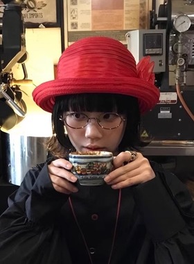 【红色小礼帽】复古欧根纱卷帽檐轻透薄款度假盆帽显白辣妹出片帽