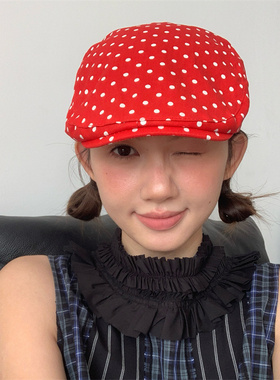 【红色漫波】复古回潮真香搭配可爱波点前进帽夏季薄款时髦鸭舌帽