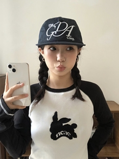 【The】小众设计款字母刺绣藏蓝色平檐帽美式街头嘻哈滑板棒球帽