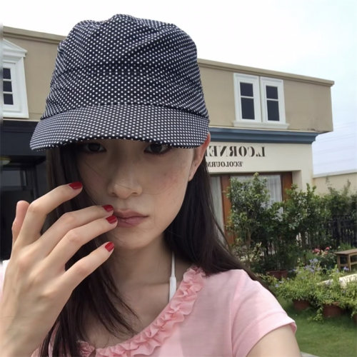 小头围可戴的复古波点鸭舌帽百搭