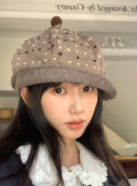 可爱啾啾栗子帽百搭显脸小画家帽