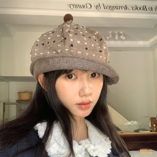 可爱啾啾栗子帽百搭显脸小画家帽
