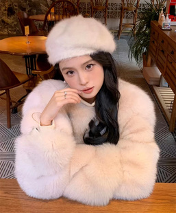 【我的女孩】周幼琳温柔兔毛贝雷帽子女显脸小圆脸氛围感画家帽潮