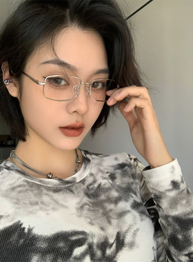 斯文金丝长方形银框眼镜y2k辣妹